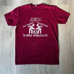 Funny Thumb Wrestling Maroon Red Graphic Tee- Unisex Small